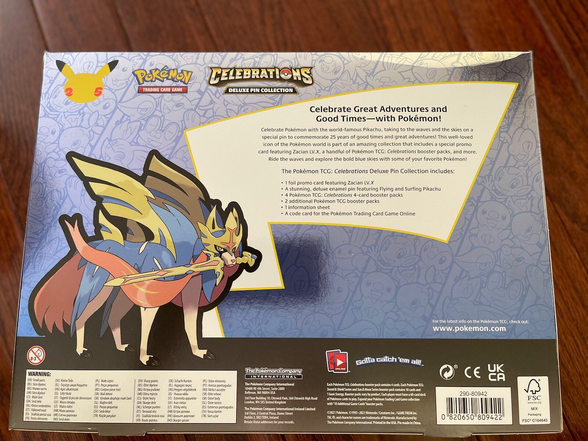 Pokemon TCG Celebrations Zacian LV. X Box Deluxe Pin Pokemon TCG Celebrations Zacian LV. X Box Deluxe Pin