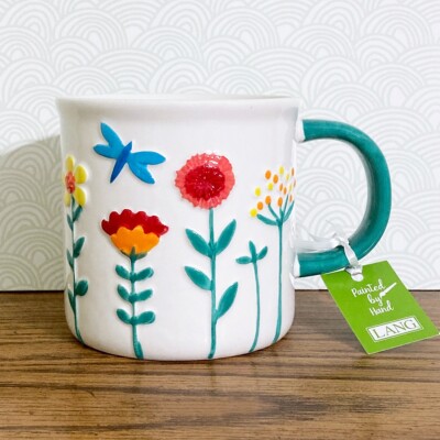 Dragonfly Garden Coffee Mug Hand Painted 16 oz Lang Colorful