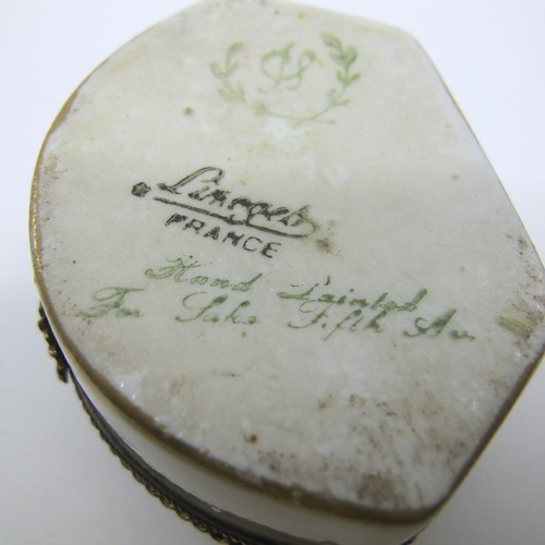 Caja de baratijas de porcelana SAKS QUINTO AVE pintada a mano LIMOGES dorada artista firmada - Imagen 10 de 10