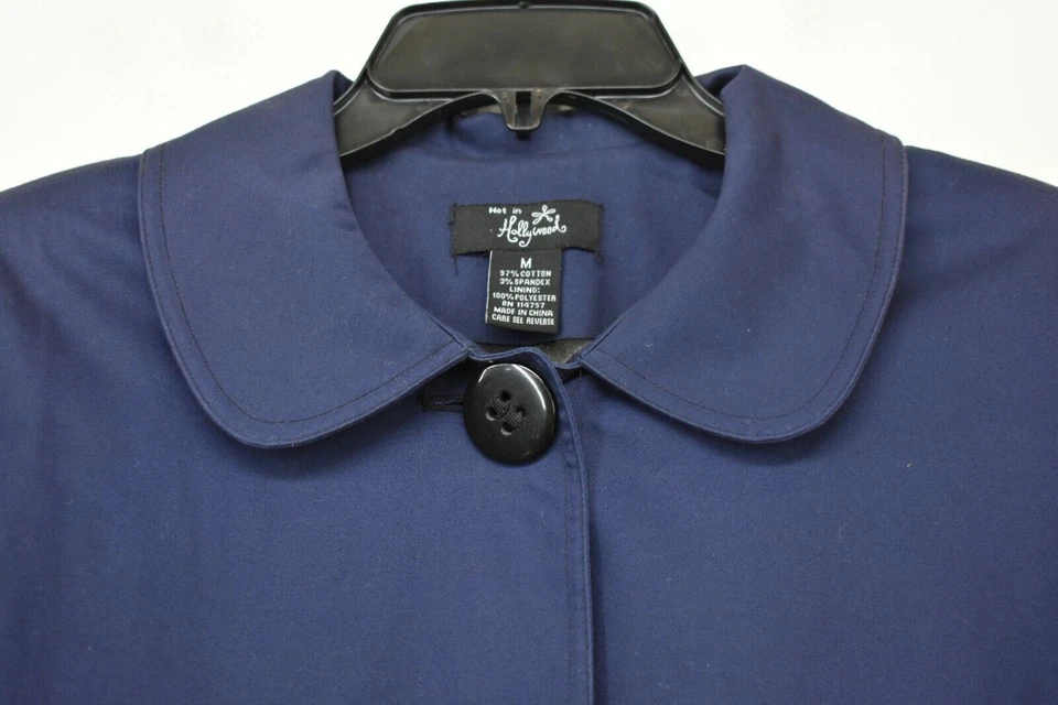 Hot in Hollywood Women Blue Pleated Front Short Sleeve 3 Button Blazer Jacket M - Image 3 of 4