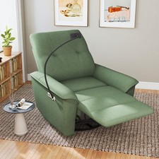 Power Swivel Rocker Recliner Chair 270 Swivel 150 Recline Dark Green