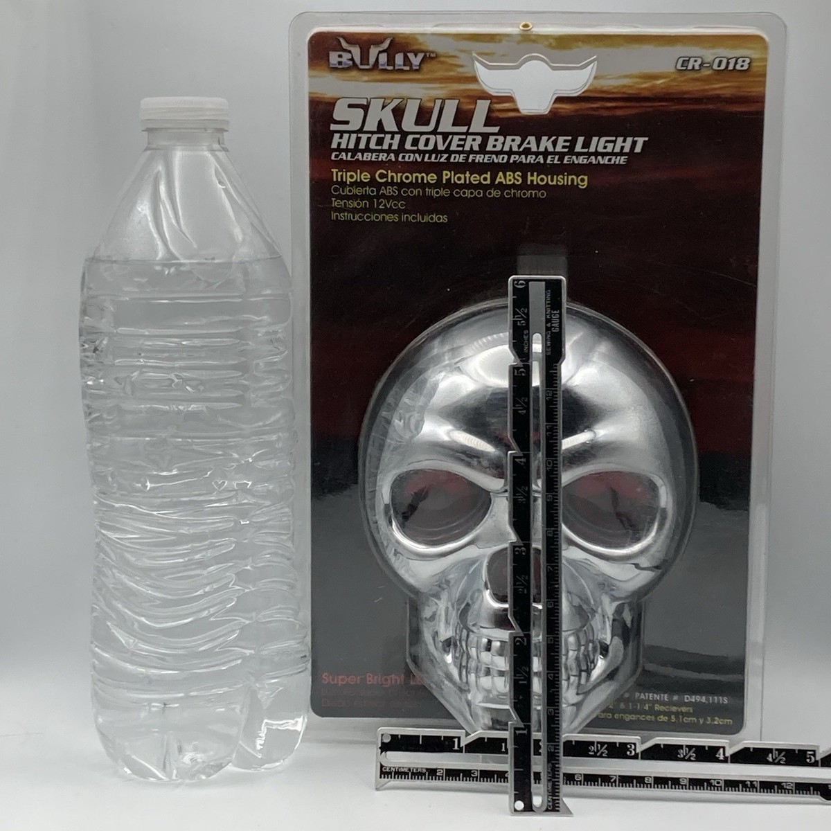 Bully Skull Brake Light Tow Hitch Cover / Chrome Plated Plastic