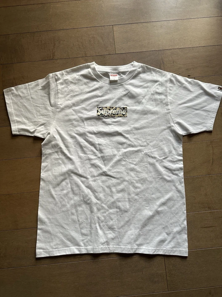 Authentic Rare Supreme X Bape Box Logo Shitt Size M - Image 2 of 4