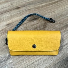 Coach Hardcase Pebbled Leather Yellow Glasses Case Sunglasses W/ Lanyard