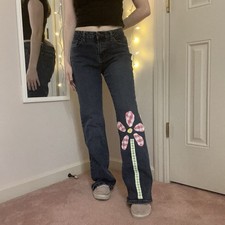 Upcycled Flower Patchwork Bootcut Jeans Women's Size 7