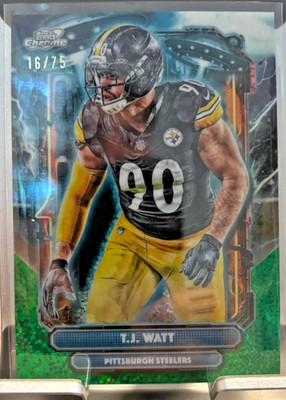 2025 Topps Cosmic Chrome T.J. Watt Green Space Dust /75 #ET-20 Steelers