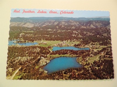 Red Feather Lakes Colorado vintage postcard aerial view 1974