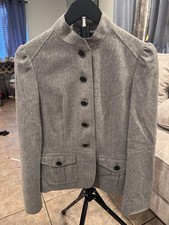 Banana Republic Wool Blend Blazer Women  s Gray Military Style Tailored Jacket 6