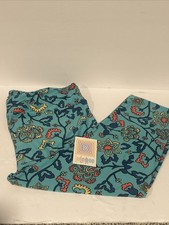 LuLaRoe NWOT Leggings TC2 Teal Floral Print Gorgeous  Soft Tall  Curvy 2