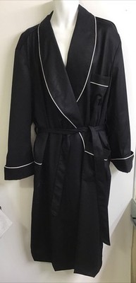 Lanificio di Pray Sterling Cashmere Bathrobe 51 Black White Piping New XL