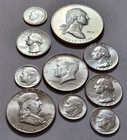 AU Silver Lot • 1 Troy Oz Round • Franklin • Kennedy • 3 Quarters • 4 Dimes  X57