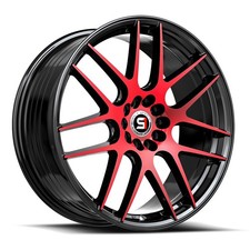 18x8 Spec-1 Sp-65 Gloss Black Red Machined Wheels 45 Lug Blank 34mm Set Of 4
