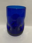 Single VTG Blenko Cobalt Blue Pinched Dimple 4.5” Handblown Art Glass Tumbler
