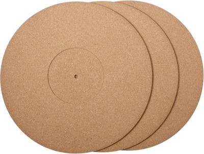 3 Pieces Cork Turntable Mats in 12 Inch x 3 mm Recessed Turntable Platter Cork R