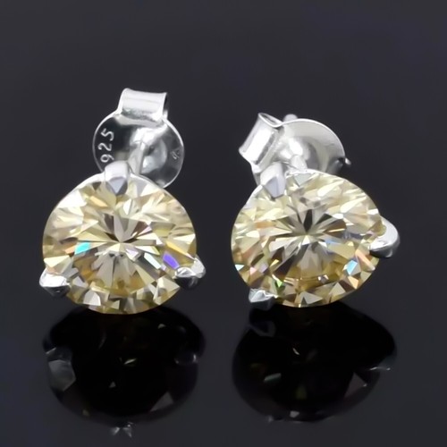 Aretes de diamantes champán de 3,00 quilates de plata 925 regalo de aniversario - Imagen 4 de 4