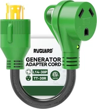 RVGUARD 4 Prong 30 Amp to 30 RV Generator TT-30R 12 inch, 4Prong 