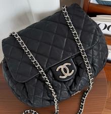 CHANEL Chain Around Shoulder bag Black silver Calfskin