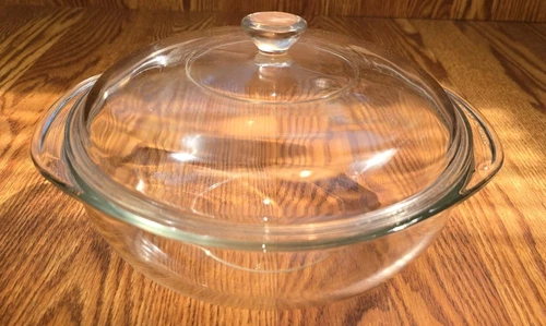 Vintage Pyrex Clear Borosilicate Glass 2QT Bowl # 024 & Clear Style Lid VGC