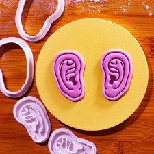 Mini tagliabiscotti orecchie umane + set timbri - stampo anatomico sinistro e destro
