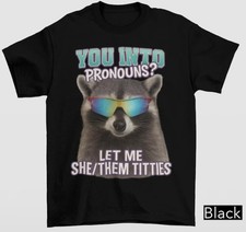 You Into Pronouns - Let Me She Them Tittes, Vintage Unhinged Raccoon shirt hot
