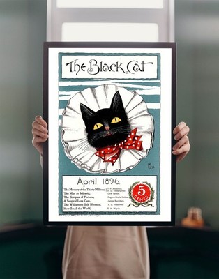 Die schwarze Katze 1896 POSTERDRUCK A1 April Böhmisch Vintage Wandbild Wohndeko