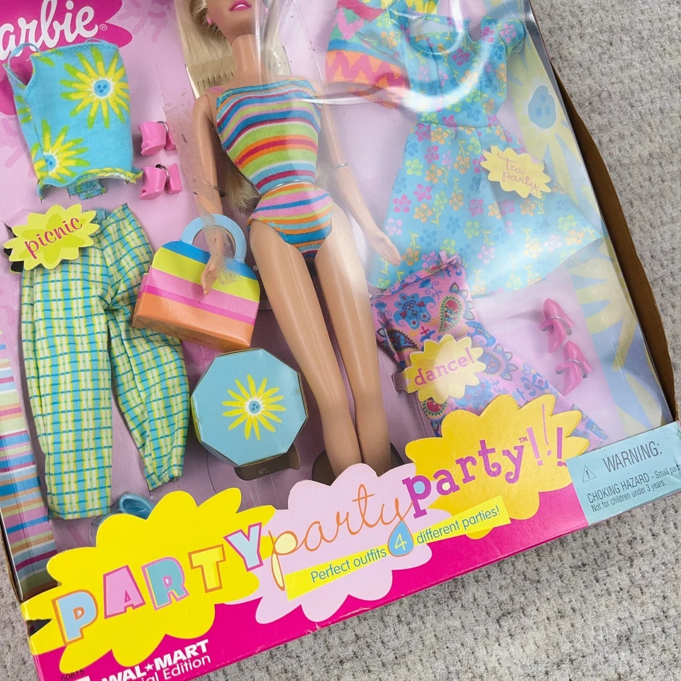 Mattel Party Party Party Party 2001 Barbie Walmart edición especial con trajes zapatos NUEVO Foto 3 de 4