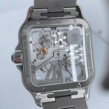 2025 Unworn Cartier WHSA0015 de Santos 39.8mm Steel Hand Wound Skeleton Watch 12