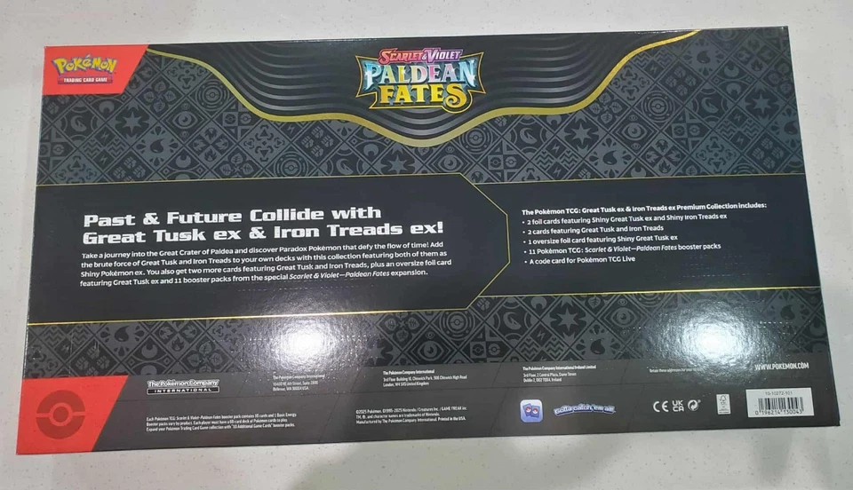 Pokemon Paldean Fates Great Tusk Iron Threads Ex Premium Collection - PACKS ONLY - Image 2 of 2