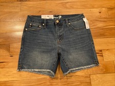 NWT 59 Seven7 Weekend Shorts Women's Tag Size 6 Fits 30 Fray Hem Blue Denim New