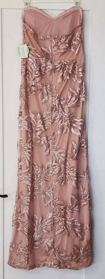 Vestido Windsor Sin Tirantes Lentejuelas Hoja - Maxi Vestido Formal Rosa Rubor (Talla Grande) Foto 2 de 3