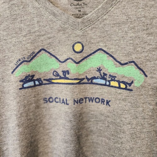 LIFE IS GOOD Camicia Donna Grigio Medio Crusher Tee Social Network - Foto 2 di 4