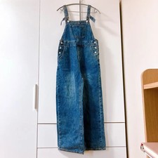 Denim Wide-Leg Long Overalls - Pre-Owned Official