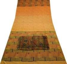 Sushila Vintage Orange Saree 100 Pure Crepe Silk Printed 5 Yard Soft Fabric