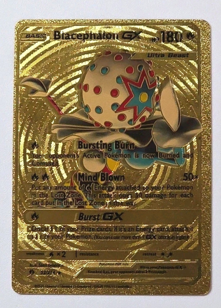 Pokémon Blacephalon GX 180hp Gold Foil Fan Art Collector Card | eBay