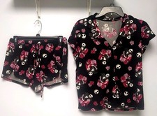 Disney Nightmare Before Christmas Pajama Set Skulls Roses XS Women  s