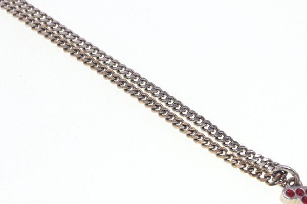 DIOR Necklace Stussy Collaboration N1386HOMMT Red Silver Hardware Metal Rhinesto thumbnail 5