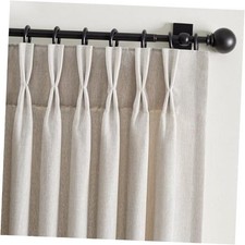Pinch Pleated Linen Curtains 96 Inches Long for 40"W x 96"L Pack of 2 Oatmeal