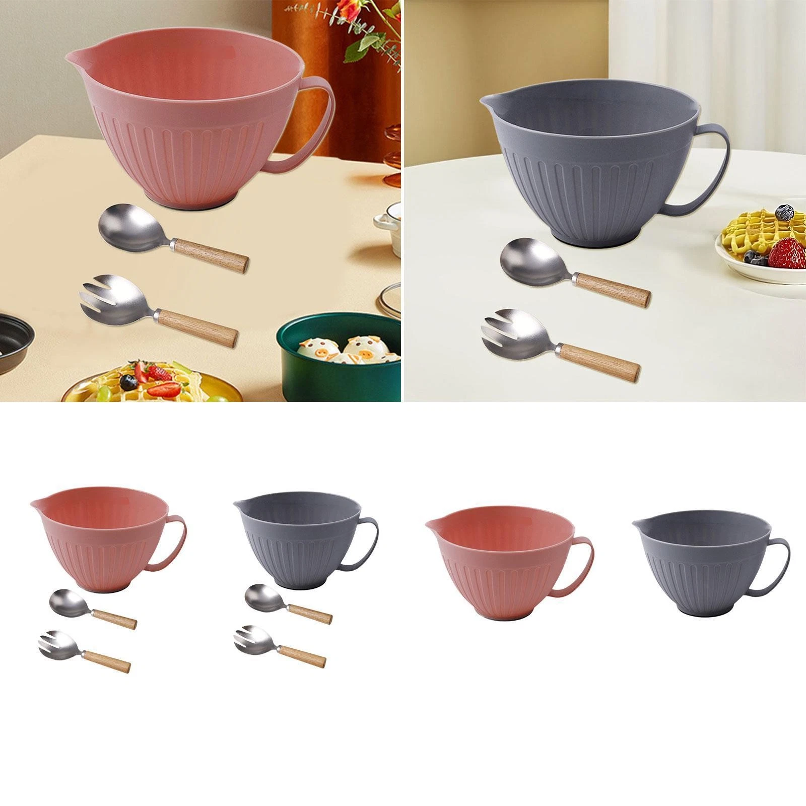 Space Efficient Mixing Bowl with Spout for Cooking And Food Prep