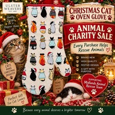 Ulster Weavers Cats In Waiting Christmas Gauntlet Oven Glove NEW Charity Sale