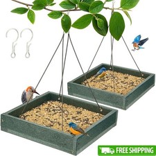 Durable Bird Feeder 2 Pack Outdoor Platform Recycled Plastic Metal Mesh Tray New