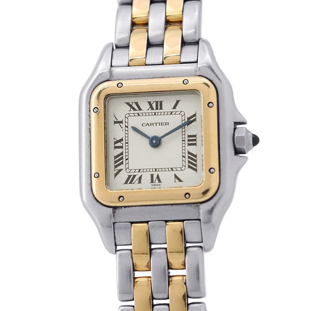 Cartier — CARTIER PANTHERE SM 2 Row H30mm W22mm Steel 18K Yellow Gold Ivory Dial W25029B6