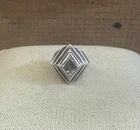 VTG Silver Chunky sz. 7 Ring Sterling 925 Clear Crystal Puffy Statement 715 gram