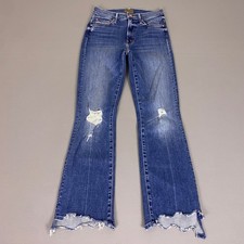 Mother The Insider Crop Step Chew Jeans Size 24 Blue Dancing On Coals Distressed