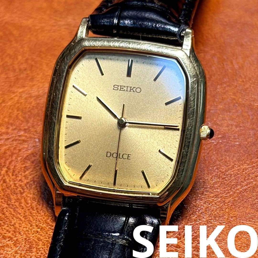 Seiko Dolce Rectangular 90s Gold Working Watch 28… - image 1