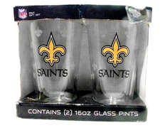 New Orleans Saints Beverage Glasses 16 oz Boelter NFL Football - Pair