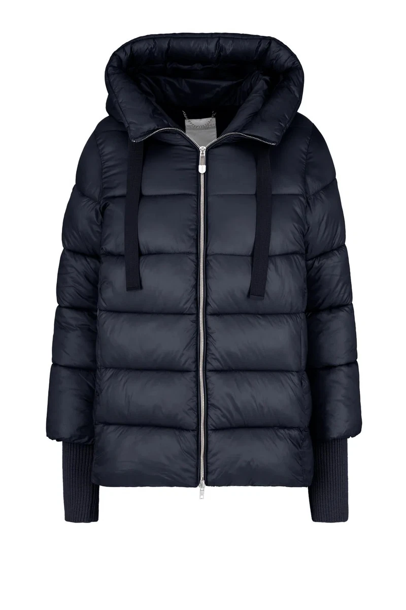 Piumino trapuntato da donna con cappuccio a maniche lunghe con cerniera cappotto invernale leggero caldo giacche con tasche, Nero , M