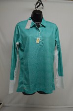 NEW ADIDAS Golf Polo Women's Climacool Long Sleeve Shirt Blue UPF 50 Sz LARGE