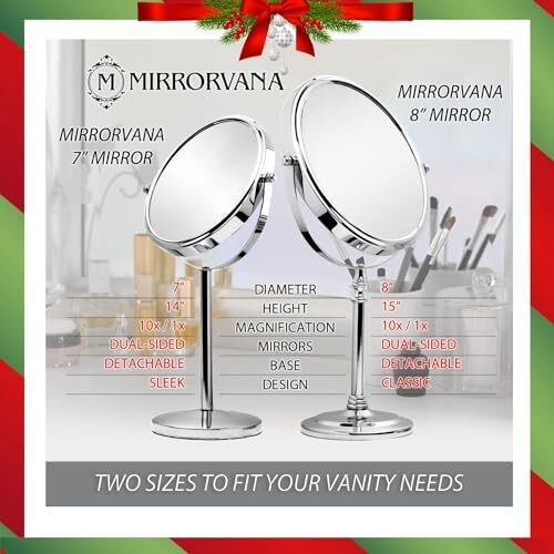 MIRRORVANA Large 10X Magnifying Makeup Mirror on Stand for Bedroom and Bathroom, - Picture 4 of 5