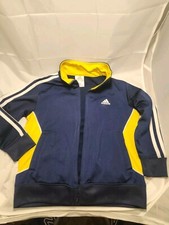 Adidas Jacket Youth 5 Navy/Yellow Active Soccer Track Warm Up Boys Sport W/Logo