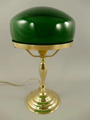 MARKENLOS Tischlampe Pilz Lampe Jugendstil Antik Bankerlampe Schreibtischlampe Messing